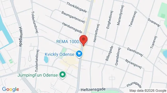 Boligudlejningsejendomme til salg i Odense C - kort over placeringen
