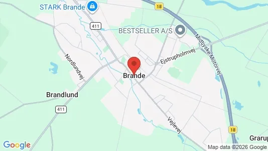 Boligudlejningsejendomme til salg i Brande - kort over placeringen