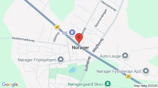 Boligudlejningsejendomme til salg i Nørager - kort over placeringen