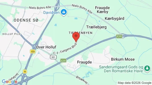 Butikslokaler til salg i Odense SØ - kort over placeringen