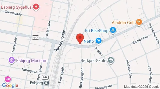 Boligudlejningsejendomme til salg i Esbjerg Centrum - kort over placeringen