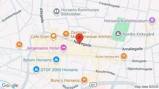 Boligudlejningsejendomme til salg i Horsens - kort over placeringen