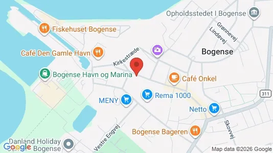 Boligudlejningsejendomme til salg i Bogense - kort over placeringen